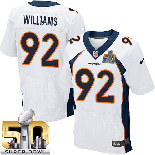 Men's New Elite Sylvester Williams Super Bowl L Nike Jersey White Road - #92 NFL Denver Broncos